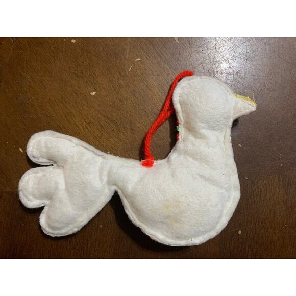 Vintage Embroidered Plush Dove Bird Christmas Tree Ornament 4" READ - Picture 2 of 3